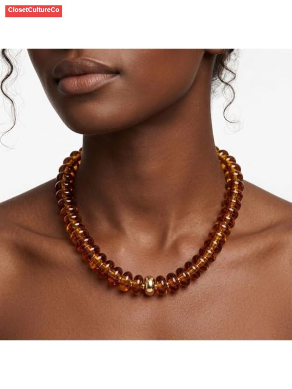 Oversized Resin Disc Beaded Choker Necklace Bold Statement Boho Summer Jewelry - Picture 4 of 6